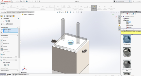 BS SOLIDWORKS Assem1 * > Search Commands 8 Insert Components Mate Linear Component Pattern Assemb... Referenc... f Move Compo
