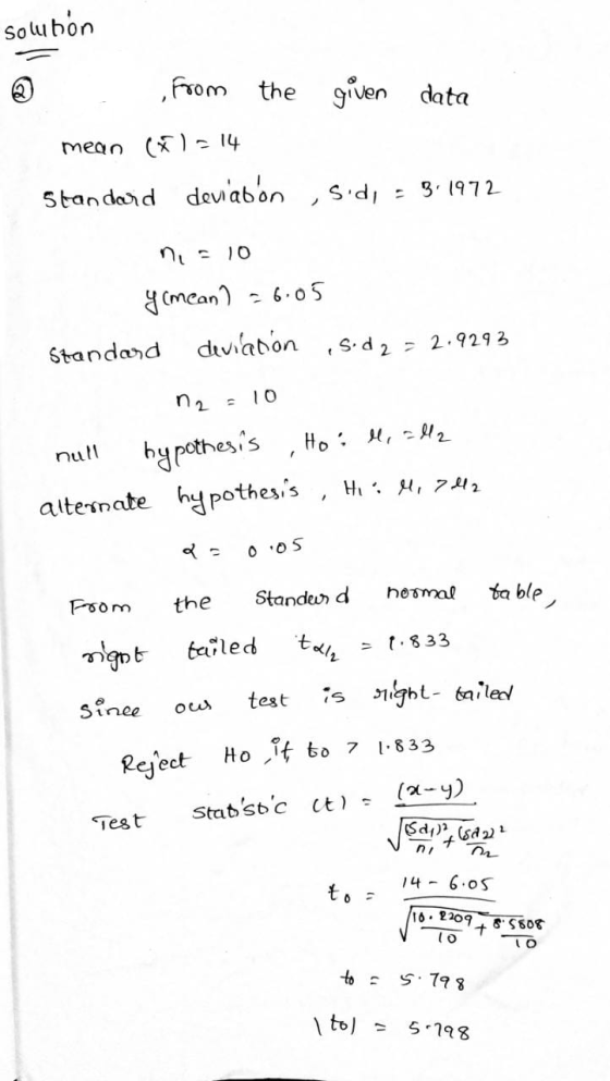 solution from the given data mean (*1 = 14 standard deviation sid, B. 1972 > na 10 yamean? - 6.05 Standard deviation ,sod2 =