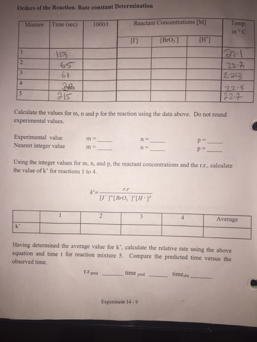 Based on this lab experiment, what are all the equ
