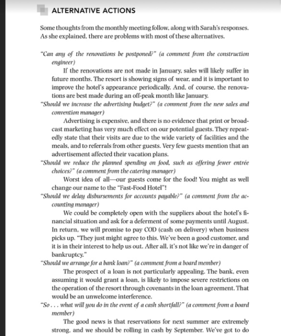 ALTERNATIVE ACTIONS Some thoughts from the monthly meeting follow, along with Sarahs responses. As she explained. there are
