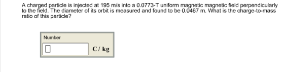 A charged particle is injected at 195 m/s into a 0