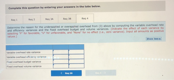 Complete this question by entering your answers in the tabs below. Req 1 Reg 2 Reg 3A Reg 3B Req 4 Determine the reason for t