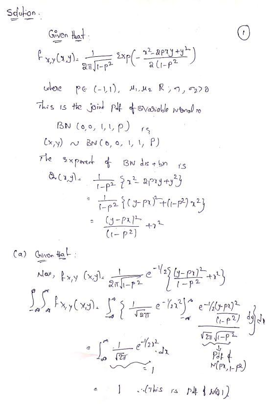 Sdution. Given that fxx (x,y) 2.2 Expl- 12 8P1 y +y* 211-82 where PG (-1,1), M., M2 R 9,020 This is the joint poff of Bivaria