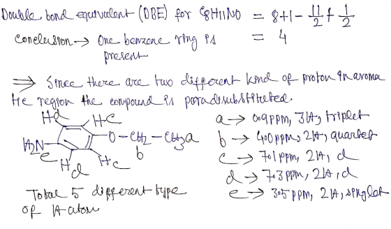 Double bonol equputelont (OBE) for CHINO = 8+1-ft1 . Conclusion One benzene ring PA = 4 present » Sinee there are two differe