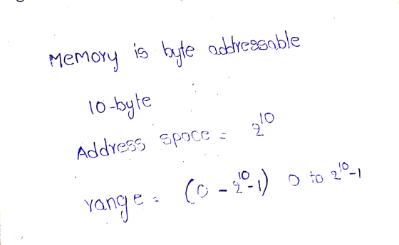 Memory is is byte addressable 10-byte Address space 20 yange (0-1) to 20