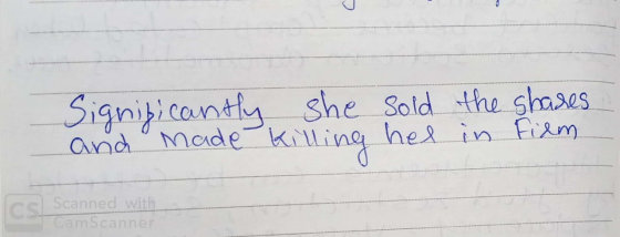 Significantly she sold the shares and made Killing her in Film Scanned with CamScanner