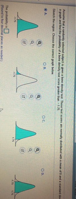 Assume that a randomly selected subject is given a bone density test. a graph and find the probability of a bone density test