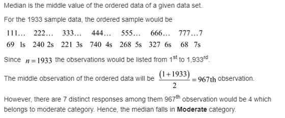 Median is the middle value of the ordered data of a given data set. For the 1933 sample data, the ordered sample would be 111