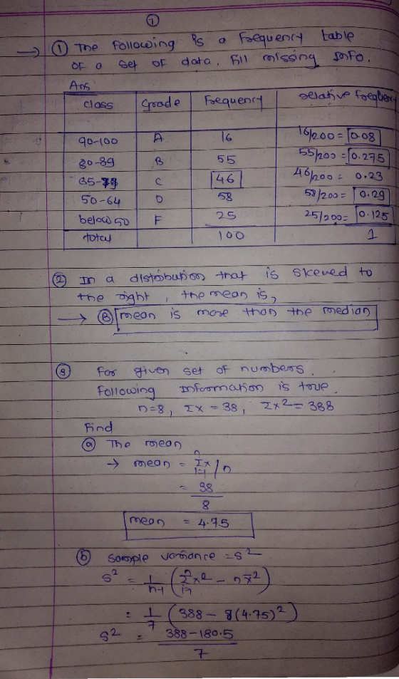 The follocoing s eep OF OF O AnS Selahue foegbex Frequenry Croade class 1po0-008 551200 0.275 462000.23 200=0.29 90-(00 55 20