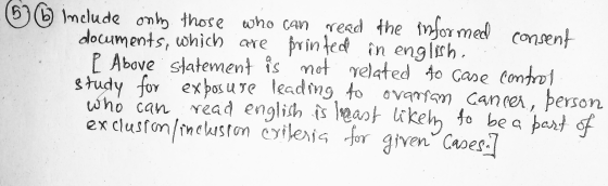 G (5 (6) include only those who can read the informed consent documents, which are printed in english. . l Above statement is