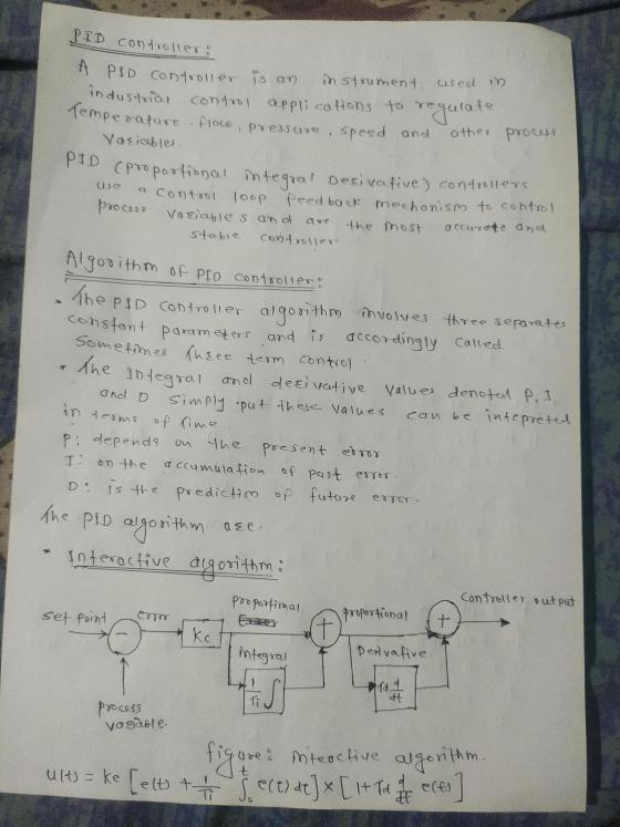 constant parameters and is useat in use ave accurate and Stable PID controller: A PSD controller is an instrument industrial