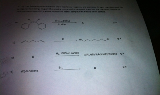 The following four reactions show reactants, reage