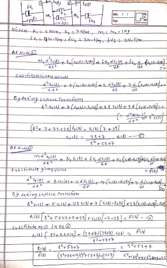 Ач) Хуу Date 11 100 KML MFF 100 Hua Page NIET IT NOCH bivenk, 5 Nin, K₂ - 7 N/m, M, - M2 = 1 ---------#14=.eshooting 31.8mm *