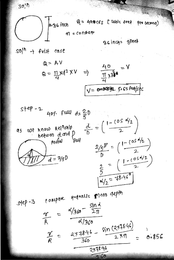 Soh Q24ODCFS C cubic feet per Second) 3Ginch- 3eet soln frist case 시 step -2 5 I-COS e know Relhipd. 2. Sin 360 - 0856