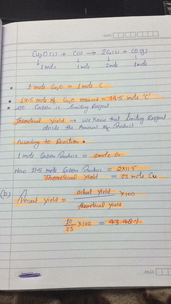 DATEITIT Cuz o co + Imole con Imole 2urs + cocg). mote Imole I mele Cuzo = I mele ( o • 14.5 mole of Cyo required = 14.5 mole