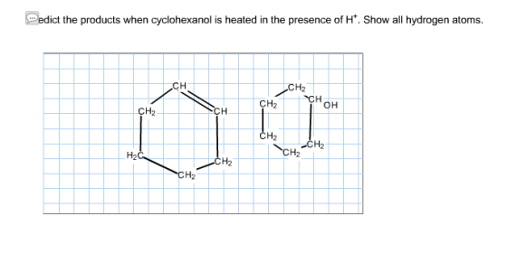 Predict the products when cyclohexanol is heated i