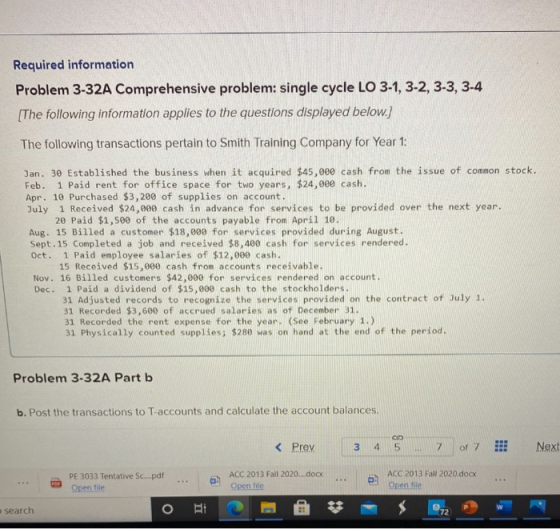 Required information Problem 3-32A Comprehensive problem: single cycle LO 3-1, 3-2, 3-3, 3-4 [The following information appli