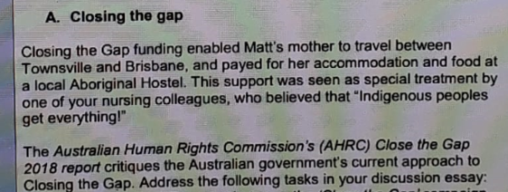 A. Closing the gap Closing the Gap funding enabled Matts mother to travel between Townsville and Brisbane, and payed for her