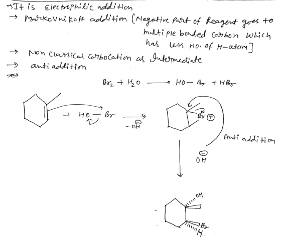 JIt is Electrophilic addition Markovnikoff addition (Negative part of Reagent goes to multiple bonded carbon which has less n