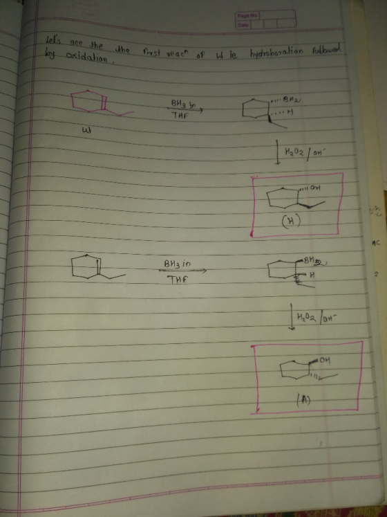 Page No. Date Lets by gee the the oxidation. first reach ach of wi e hydroboration falbwed AH BH 3 ja THE | H202 / on -Brzo