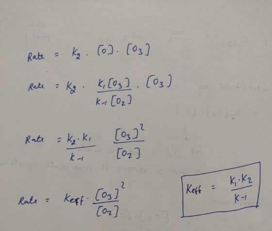 Rate = kg. [o]. [03] Rate = kg . K [03]. (03) Kri[02] Lions C lo Rate = kg.ki K- [02] = K .kz Keff Rate = keat (0,7² kat kita