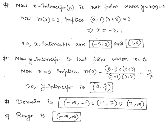 # How x-intincept () is that point wherse y = n(x) 20 Now 2(x) = 0 implies -1) (x+3) = 0 = 2c - 2, so, x-intercepts asse ((-3