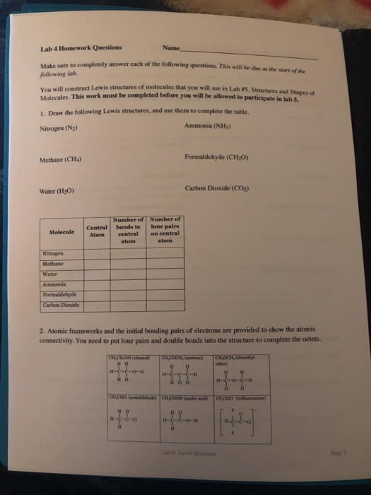 Lab 4 Homework Questions Make sure to completely answer each of the following questions. This will be due at the state follow