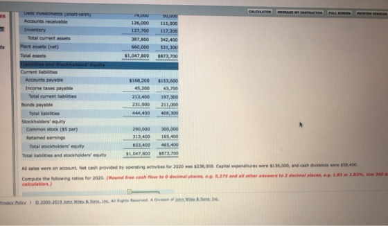 CALCULATOR MESSAGE HY INSTRUCTOR FULL SC vest investments (short-term) Accounts receivable Inventory Total current assets Pla