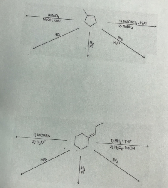 1) Ho(ОАc). Н.О 2) NaBH КMпO, N&OH, cold HC H2O H2 1) Вн, THF 2) H20g, NaOH 1) MCPBA 2) H20 B 2 HВ. H2 P1