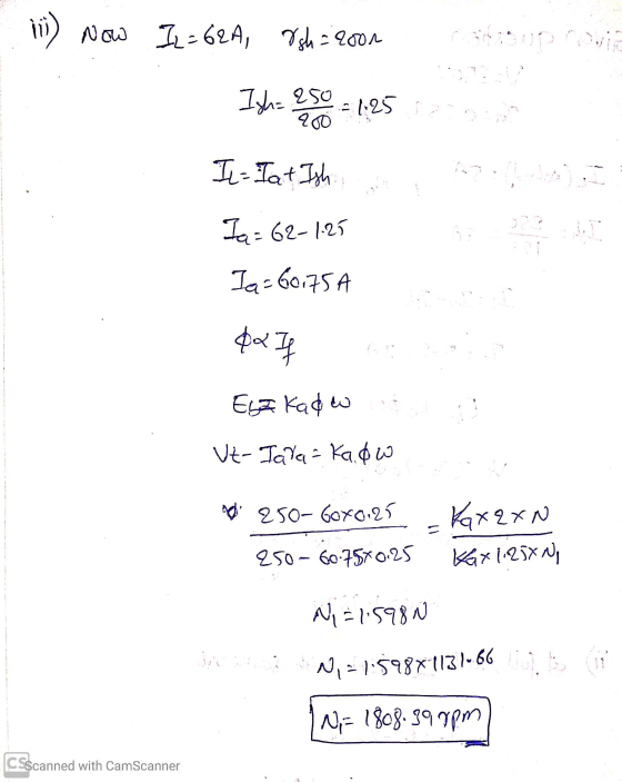 Now I2 = 62A, &sh= 2001 Isha .= 125 122 IL- I at Ish Ja= 62-1.25 Ia=60175 A &2 If Esz Kado odata Ut- Tava - Kado 8 250-60x0.2