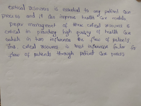critical resources is essential to any patient care process and it can improve health care models Proper managment of these c