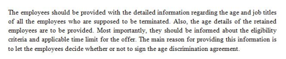 The employees should be provided with the detailed information regarding the age and job titles of all the employees who are