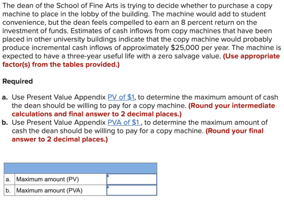 The dean of the School of Fine Arts is trying to decide whether to purchase a copy machine to place in the lobby of the build