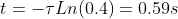 t=-\tau Ln(0.4)=0.59s