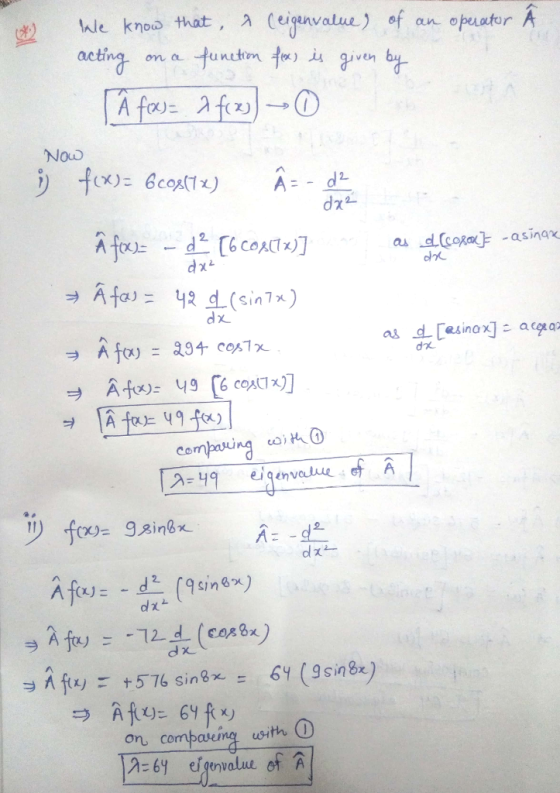 thle knoa that, Cegnvalue) of an opuator A acting on a tundm ?en ba. Now -49 ei qenv a» fed (in) ラAfa丿=-12.d. (COg&J リー on combaseing with C