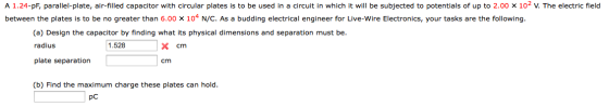 A 1.24-pF, parallel-plate, air-filled capacitor wi