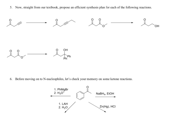5. Now, straight from our textbook, propose an efficient synthesis plan for each of the following reactions. ره ماه را OH و .