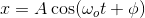 x=A\cos(\omega_o t+\phi)