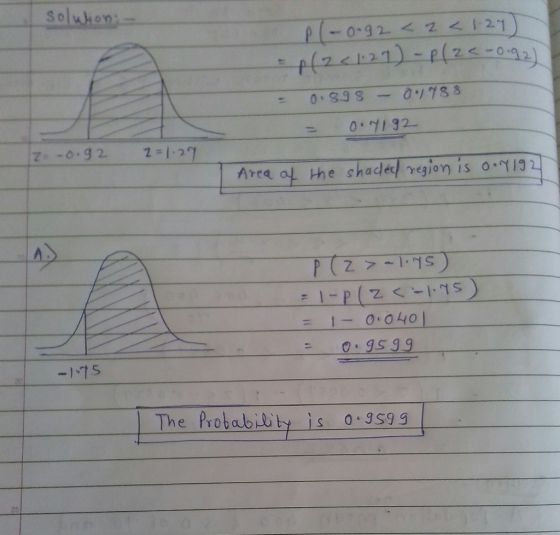 Area of the shaded region is o 19 -17s | The Probability i o.gS9g