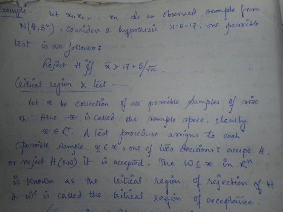 Example - let a zen an de an ol 3, H... an de an . Considen a hypothesis observed sample from 1:0=17, one possible O 10 test
