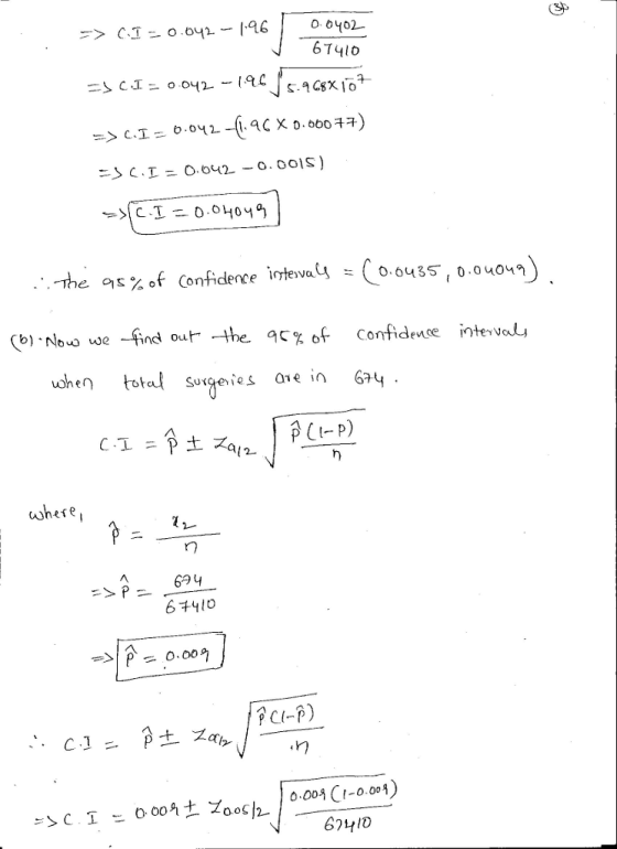 6741o 95%。f Confidence irrteval, :(0.64351 0.04049〉 ,-the Cb)o we -sincd ou the ac%of confidence interval ohe total Sue oe in P(I-P) uohese, ㄇ 69 4 64410 o.cog C1-0.001) 624/0