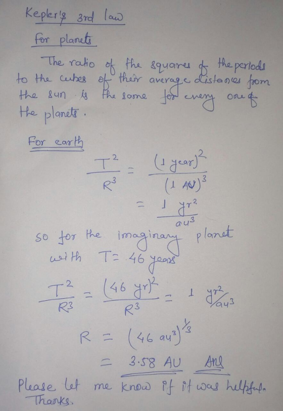 Kepler 3rd 199 for planet The. rao o tha squar He perlods OLe He plane or ear au YT2 a니 Thanks