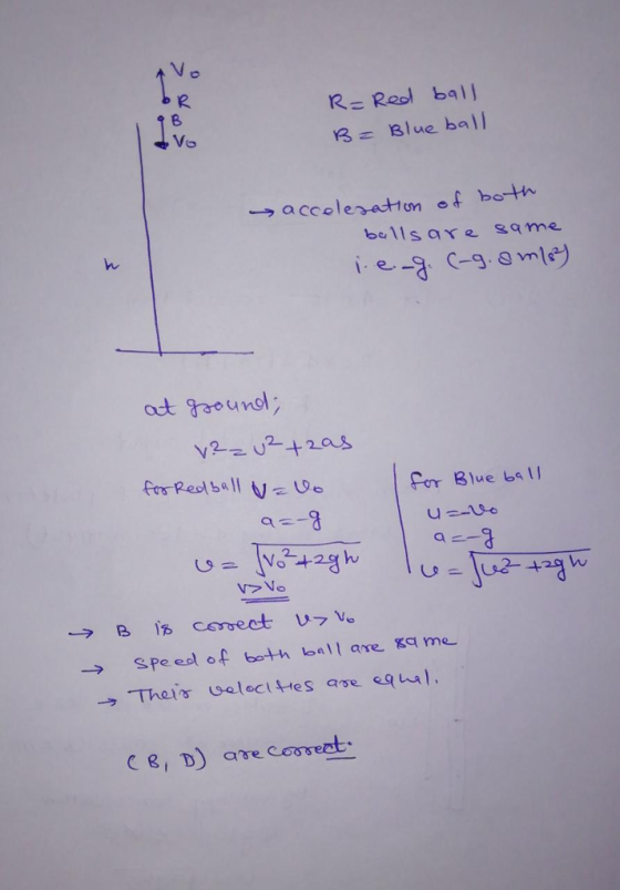 R=Red ball sBlue ball → acceleration f both, bellsay me ん 1 e- c-9.amle) ot gaounol For Blue → speed ofbotn ball are game