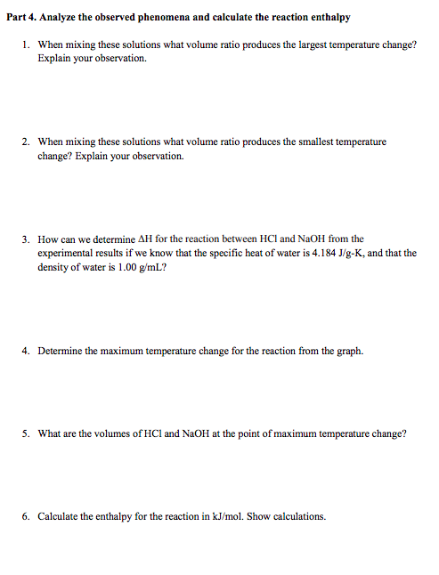 Part 4. Analyze the observed phenomena and calculate the reaction enthalpy 1. When mixing these solutions what volume ratio p