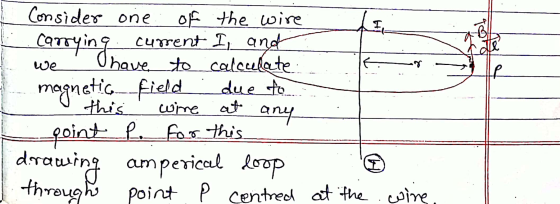 I بان carrying a rate We IE Consider one of the wire current I, and have to calculate magnetic field due to this wire at any
