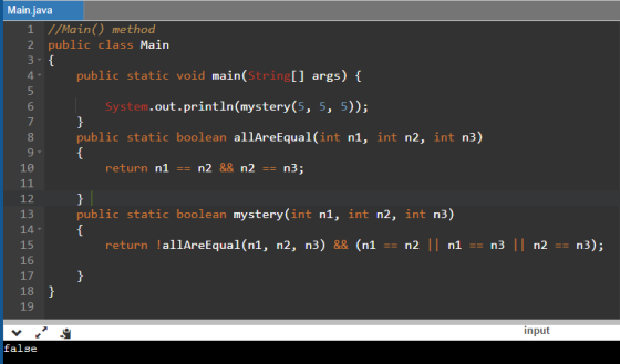 л во 6 7 Main.java 1 //Main() method 2 public class Main 3 - 4. public static void main(String[] args) { System.out.println(m