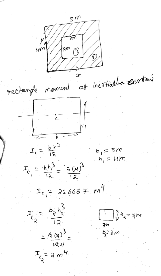 Вт 3m Y um am ③ © X rectangle moment of inertiada xestiona I-am. 12 CH 12 12 Icf 26.6667 m mt baha 12 3м 124 Ic ba bio = 5m n