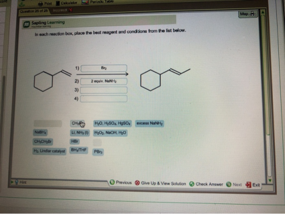 core Porodic Table Print Cukulelor Question 25 of 25 incorrect X Мара. Sapling Learning In each reaction box, place the best