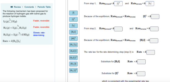 From step 1, Rateforward-k 띠2 | and Ratereverse-k [12] ReviewI Constants I Periodic Table The following mechanism has been pr