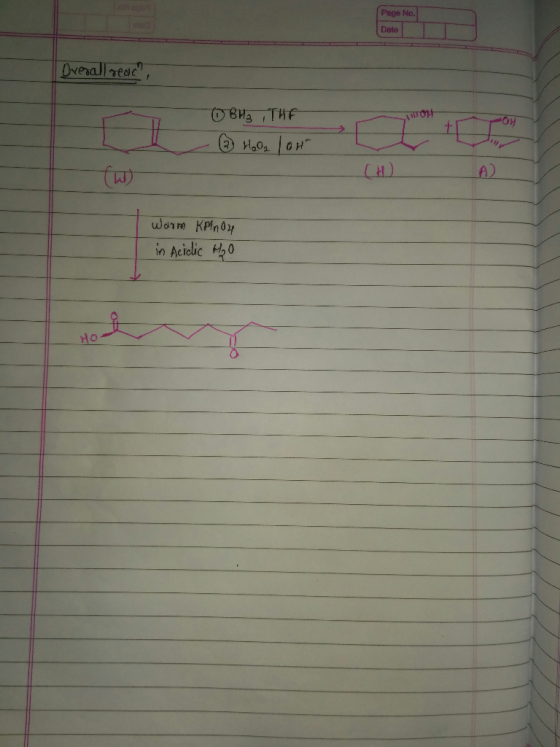 Page No. Date Overall reac Ott BH₂ THE - ③ Hollon CH) warm KPinoy in Acidic Ho